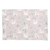 Roze meisje schattige zwanenflorelegant mooi kussensloop (Voorkant)