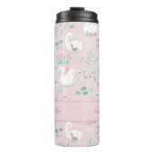 Roze meisje schattige zwanenflorelegant mooi thermosbeker (Voorkant)