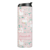 Roze meisje schattige zwanenflorelegant mooi thermosbeker (Gedraaid links)