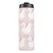 Roze meisje schattige zwanenflorelegant mooi thermosbeker (Voorkant)