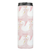 Roze meisje schattige zwanenflorelegant mooi thermosbeker (Achterkant)