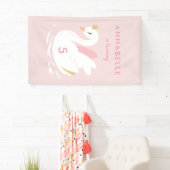 Roze meisje schattige zwanenliefhebber spandoek (Insitu)