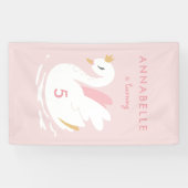 Roze meisje schattige zwanenliefhebber spandoek (Horizontaal)