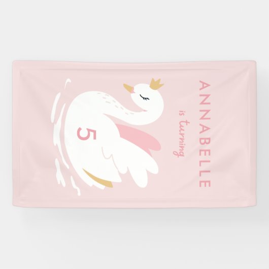 Roze meisje schattige zwanenliefhebber spandoek (Horizontaal)