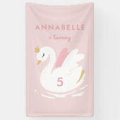 Roze meisje schattige zwanenliefhebber spandoek (Verticaal)