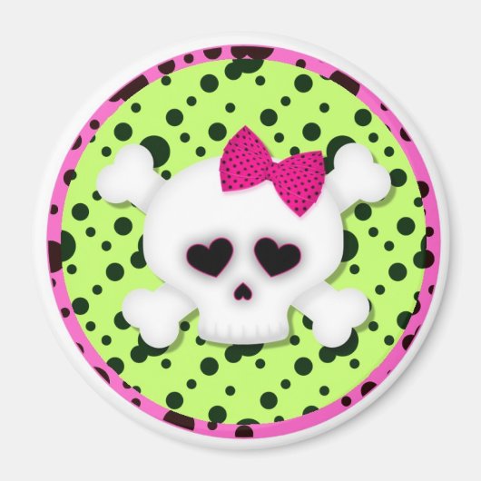 Roze Meisje Schedel Magneten Locker Magnet File Ca (Voorkant)