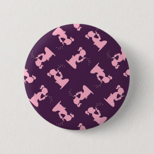 Roze meisje silhouette op paars ronde button 5,7 cm