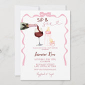 Roze Meisje Sip en Zie Baby shower Uitnodiging (Voorkant)