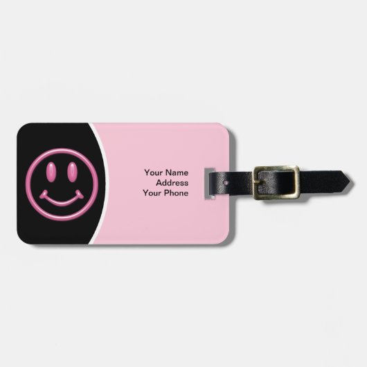 Roze meisje Smileface Labels (Voorkant horizontaal)