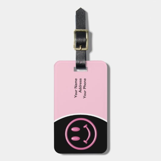 Roze meisje Smileface Labels (Voorkant verticaal)