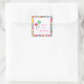 Roze Meisje Snoep Winkel Verjaardagsfeestje Favor  Vierkante Sticker (Tas)