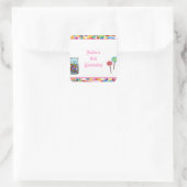 Roze Meisje Snoep Winkel Verjaardagsfeestje Favor  Vierkante Sticker (Tas)