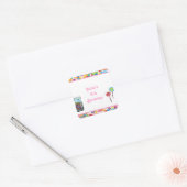 Roze Meisje Snoep Winkel Verjaardagsfeestje Favor  Vierkante Sticker (Envelop)