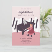 Roze meisje speelt piano kaart (Staand voorkant)