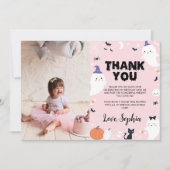 Roze Meisje Spook Verjaardag Foto Bedankt Kaart (Voorkant)