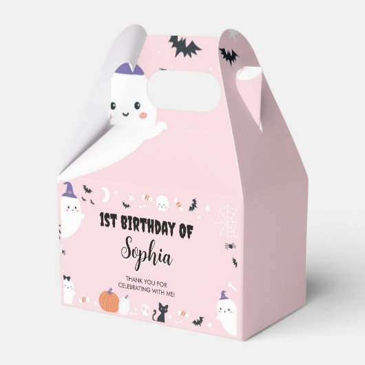 Roze Meisje Spooky Een Geest Verjaardag Favor Box Bedankdoosjes (Achterkant)