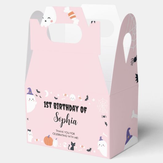Roze Meisje Spooky Een Geest Verjaardag Favor Box Bedankdoosjes (Geopend)