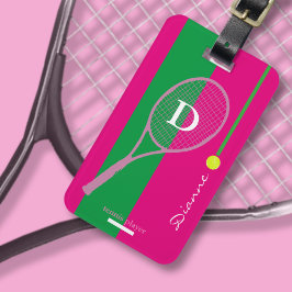 Roze Meisje Sport Tennis Custom Bagagelabel