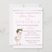 Roze Meisje Sprinkle Baby shower Kaart (Achterkant)