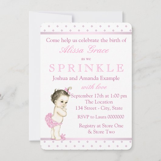 Roze Meisje Sprinkle Baby shower Kaart (Achterkant)