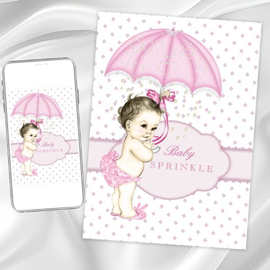 Roze Meisje Sprinkle Baby shower Kaart