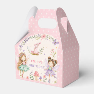 Roze Meisje Sprookjestuin Eerste Verjaardagsfeestj Bedankdoosjes