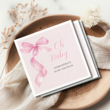 Roze Meisje Strik Oh Baby Shower 