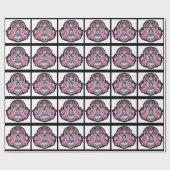 Roze, meisje-suikerschedel cadeaupapier (Vlak)