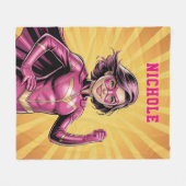 Roze Meisje Superheld Verjaardagsfeestje  Fleece Deken (Voorkant (Horizontaal))
