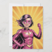Roze Meisje Superheld Verjaardagsfeestje Kaart (Achterkant)