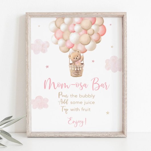 Roze Meisje Teddy Bear Baby shower Mimosa Bar Teke Poster