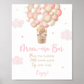Roze Meisje Teddy Bear Baby shower Mimosa Bar Teke Poster (Voorkant)