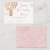 Roze Meisje Teddy Bear Baby shower Raad hoeveel Informatiekaartje (Voorkant / Achterkant)