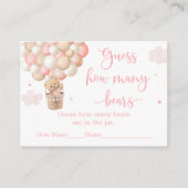 Roze Meisje Teddy Bear Baby shower Raad hoeveel Informatiekaartje (Voorkant)