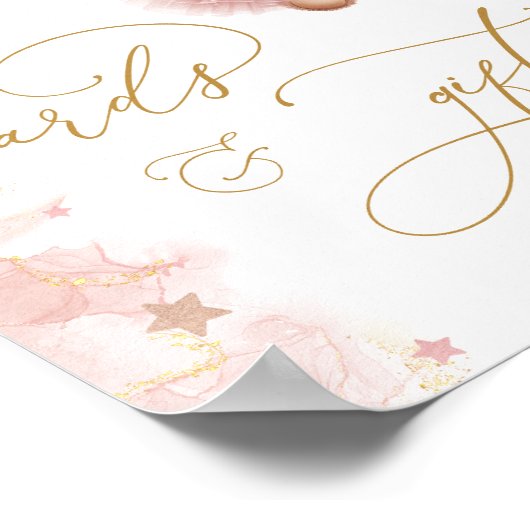 Roze Meisje Teddy Bear Balloon Kaarten en geschenk Poster (Hoek)