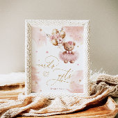 Roze Meisje Teddy Bear Balloon Kaarten en geschenk Poster