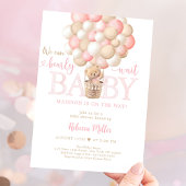 Roze Meisje Teddy Bear Balloons Baby shower Kaart