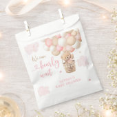 Roze Meisje Teddy Bear Hete Luchtballon Baby showe Bedankzakje (Geknipt)