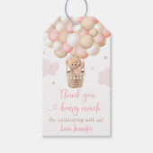 Roze Meisje Teddy Bear Hete Luchtballon Baby showe Cadeaulabel