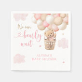 Roze Meisje Teddy Bear Hete Luchtballon Baby showe Servet (Voorkant)