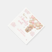 Roze Meisje Teddy Bear Hete Luchtballon Baby showe Servet (Hoek)