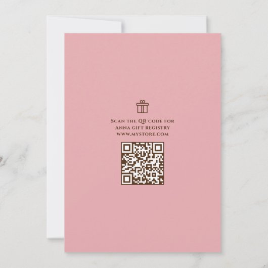 Roze meisje Teddy Bear QR Code Cadeauregister Kaart (Achterkant)