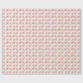 Roze Meisje Teddybeer IJs met pioenen Cadeaupapier (Vlak)