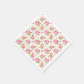 Roze Meisje Teddybeer IJs met pioenen Servet (Hoek)