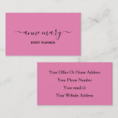 Roze Meisje Trendy Kalligrafie Event Planner Class Visitekaartje (Voorkant / Achterkant)