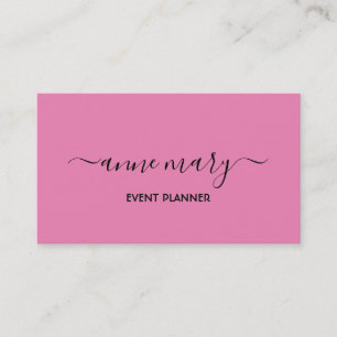 Roze Meisje Trendy Kalligrafie Event Planner Class Visitekaartje