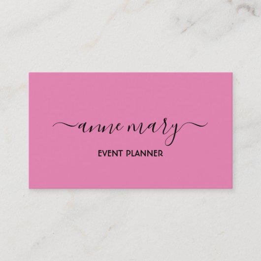 Roze Meisje Trendy Kalligrafie Event Planner Class Visitekaartje (Voorkant)