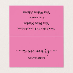 Roze Meisje Trendy Kalligrafie Event Planner Cool Visitekaartje