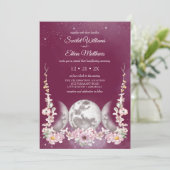 Roze meisje Triple Moon Floral Starry Handfasting Kaart (Staand voorkant)