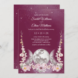 Roze meisje Triple Moon Floral Starry Handfasting Kaart